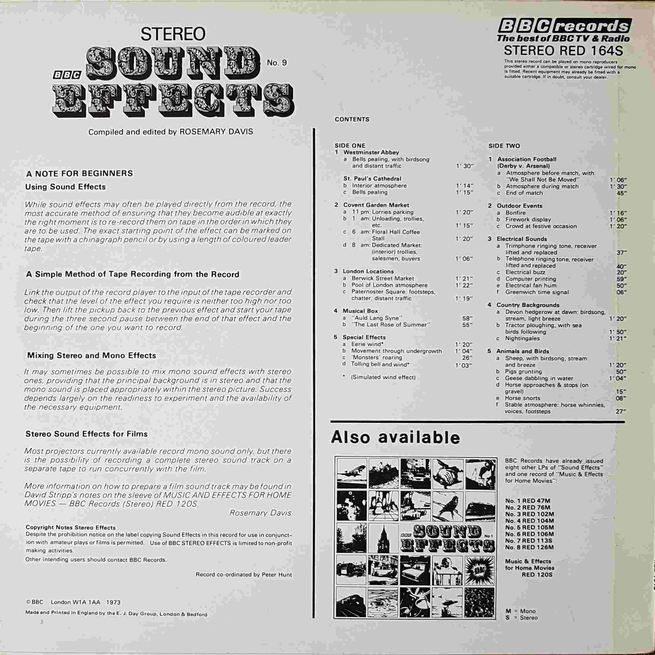 Picture of RED 164 Sound effects no. 9 by artist Various from the BBC records and Tapes library